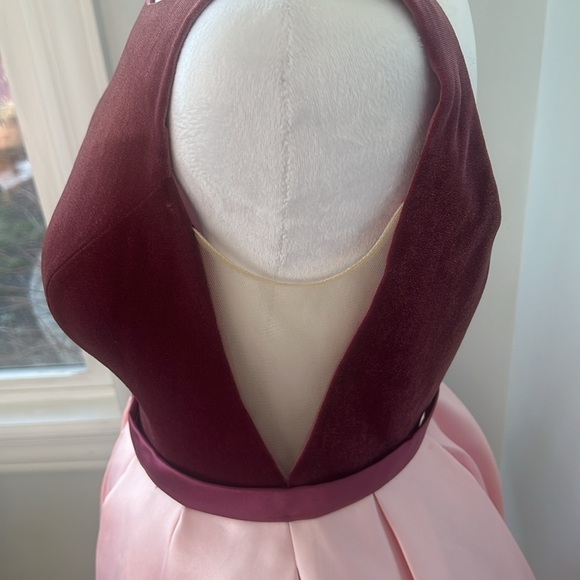 Alyce Paris Couture Sz 2 Pink Velvet & Heavy Taffeta Dress w/ Nude Net Inserts - Picture 5 of 15